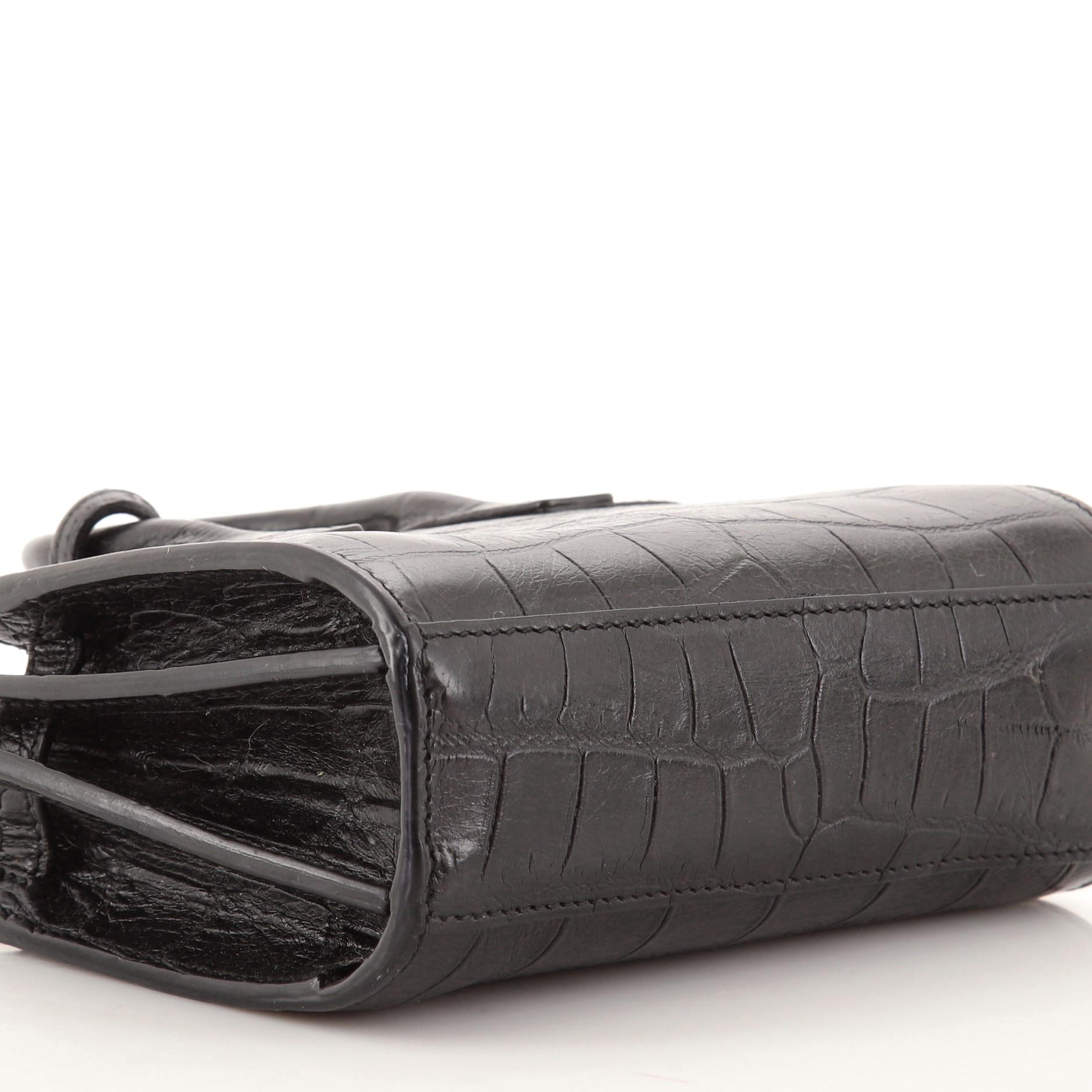 Black Saint Laurent Sac de Jour Bag Crocodile Embossed Leather Toy