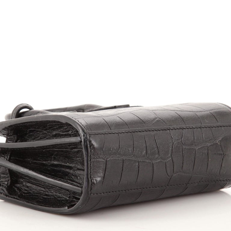 Saint Laurent Sac De Jour Handbag Crocodile Embossed Leather Toy at 1stDibs