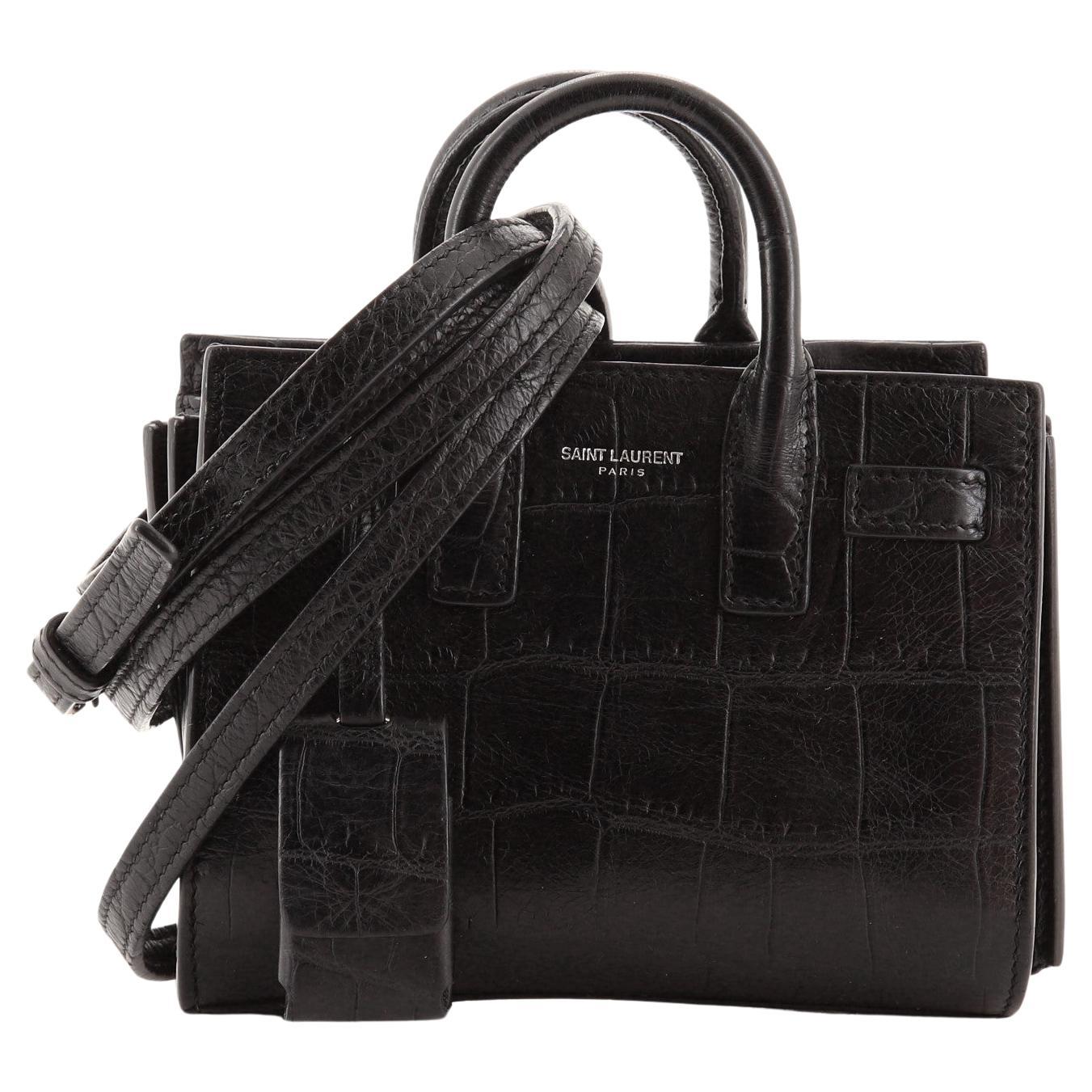 Saint Laurent Sac de Jour Bag Crocodile Embossed Leather Toy
