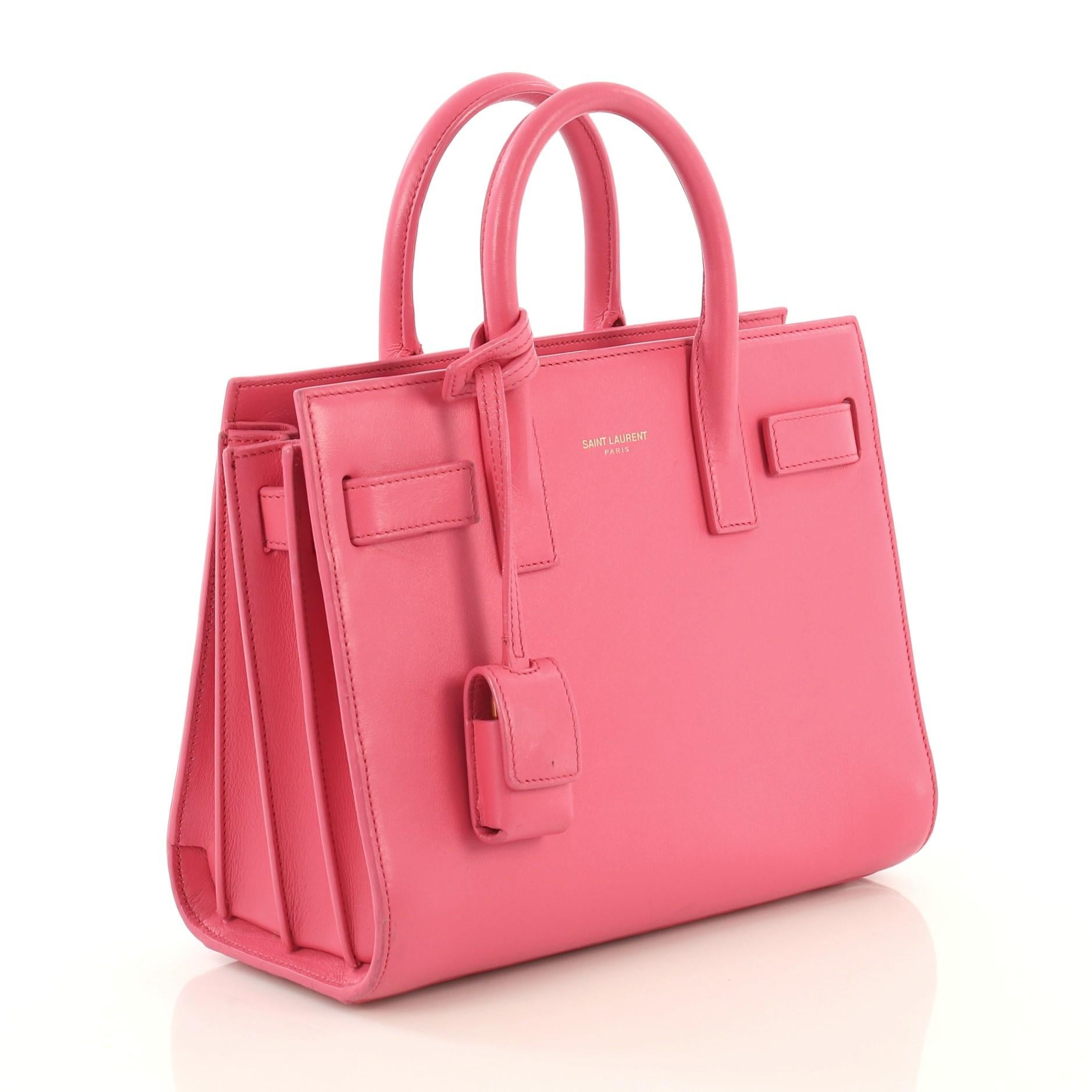 Pink Saint Laurent Sac de Jour Bag Leather Nano