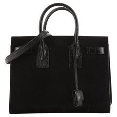 Saint Laurent Sac de Jour Bag Suede with Crocodile Embossed Leather Small