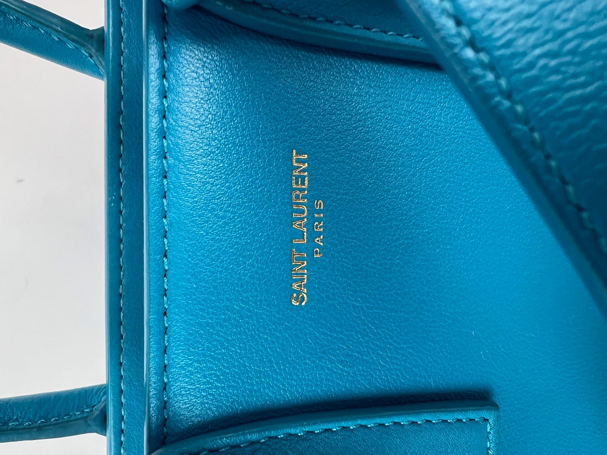Saint Laurent Sac De Jour Blue Leather Crossbody Hand Bag For Sale 8