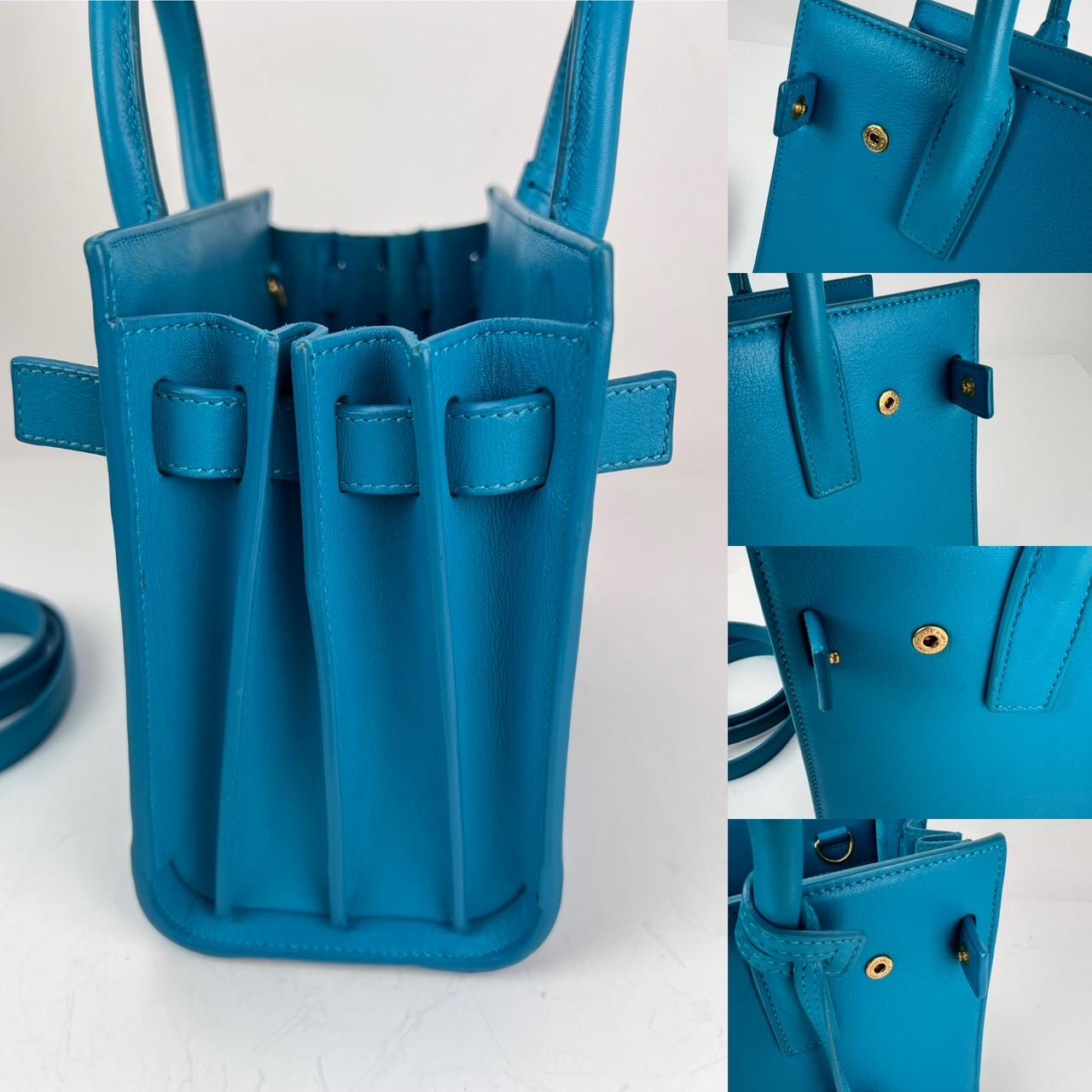 Saint Laurent Sac De Jour Blue Leather Crossbody Hand Bag For Sale 1