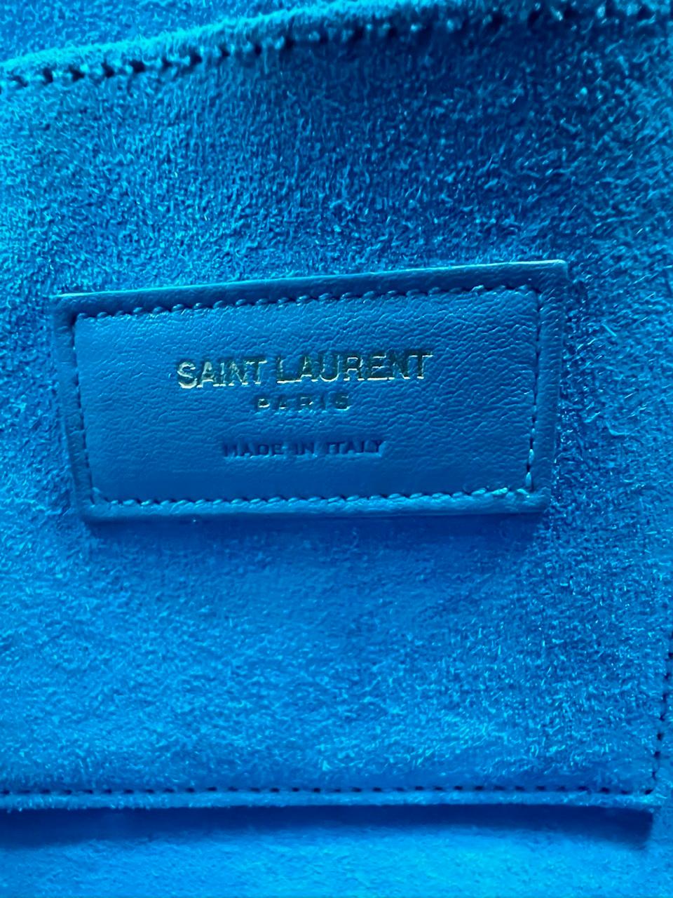 Saint Laurent Sac De Jour Blue Leather Crossbody Hand Bag For Sale 4