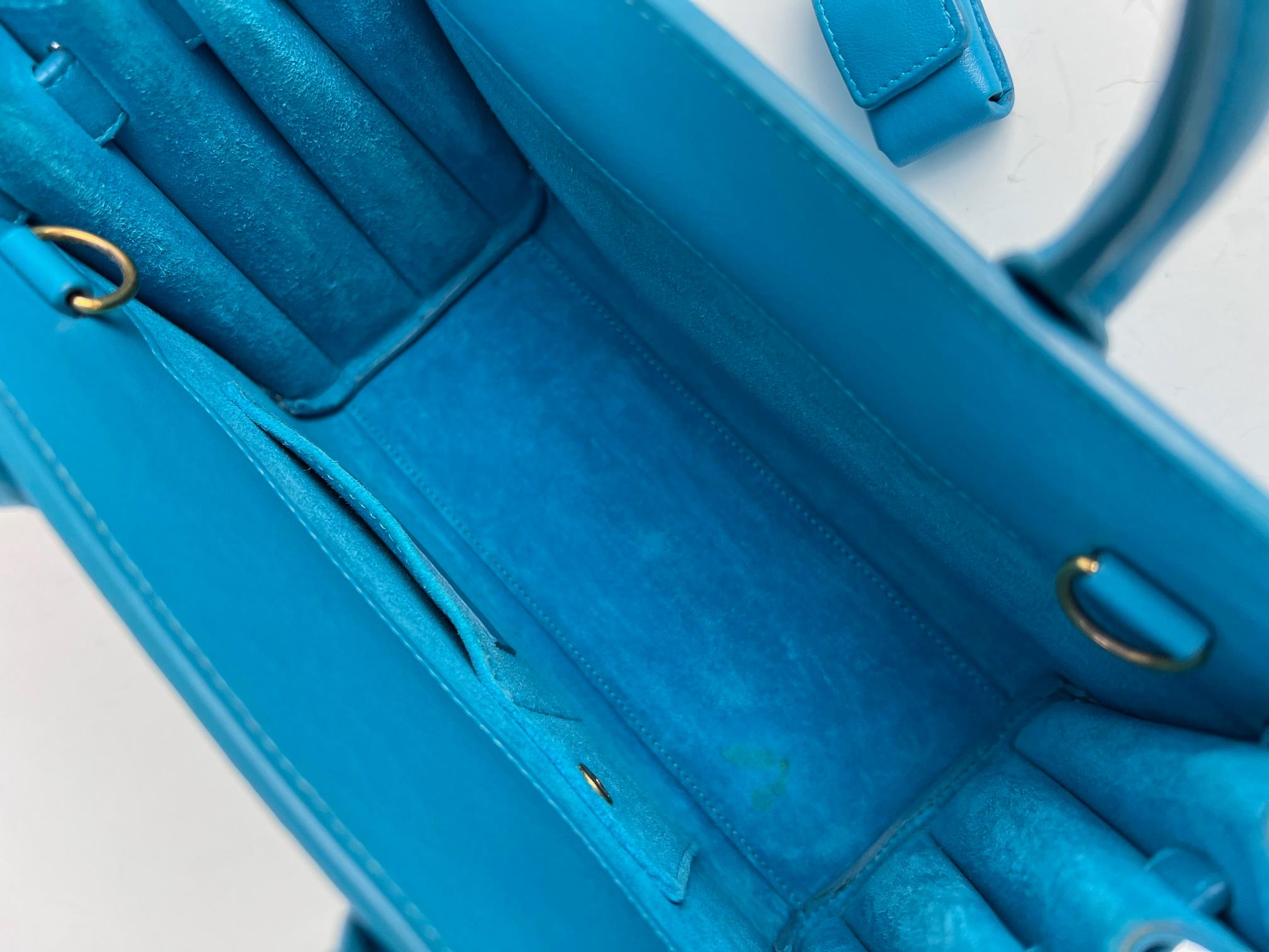 Saint Laurent Sac De Jour Blue Leather Crossbody Hand Bag For Sale 5
