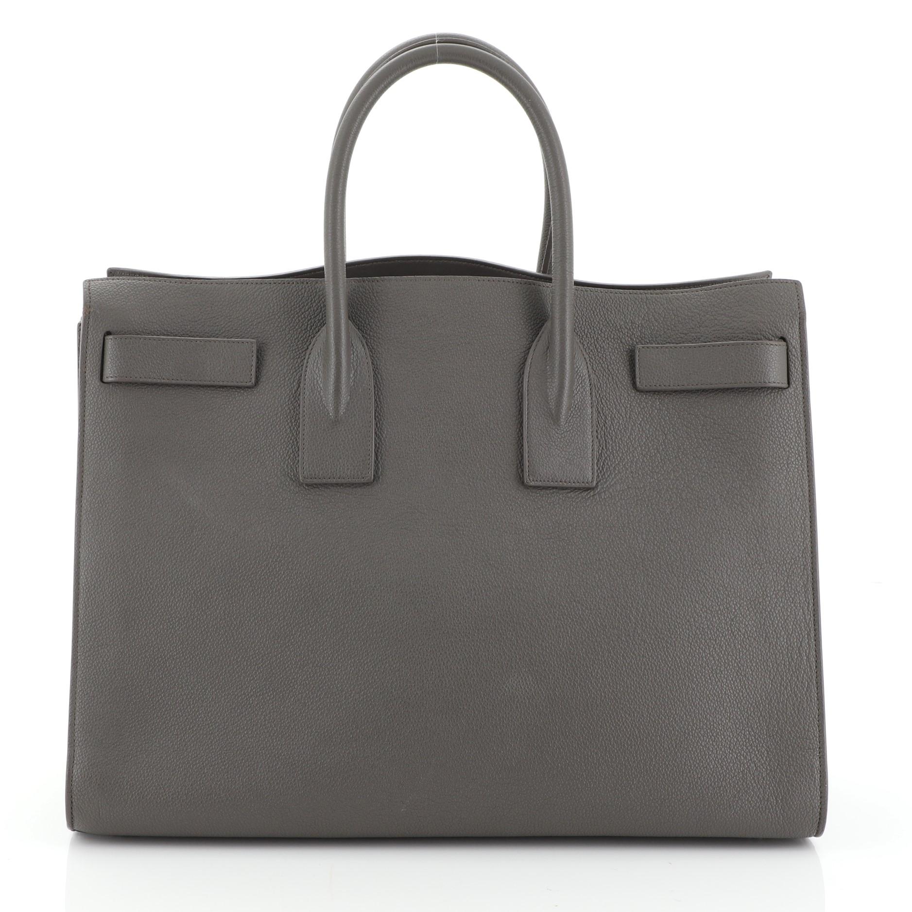 Gray Saint Laurent Sac de Jour Carryall NM Bag Leather Large