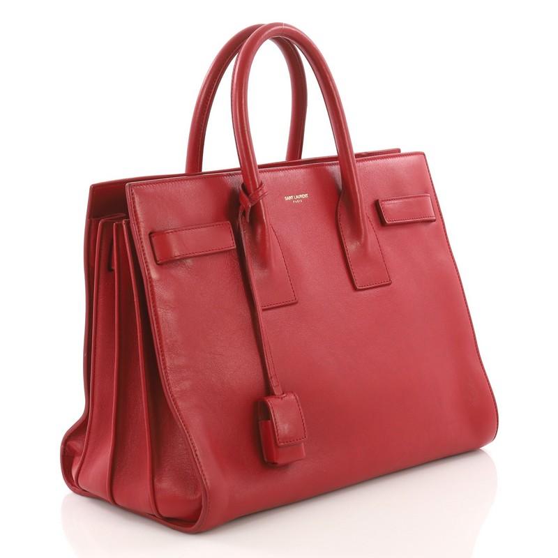 Red Saint Laurent Sac de Jour Handbag Leather Small
