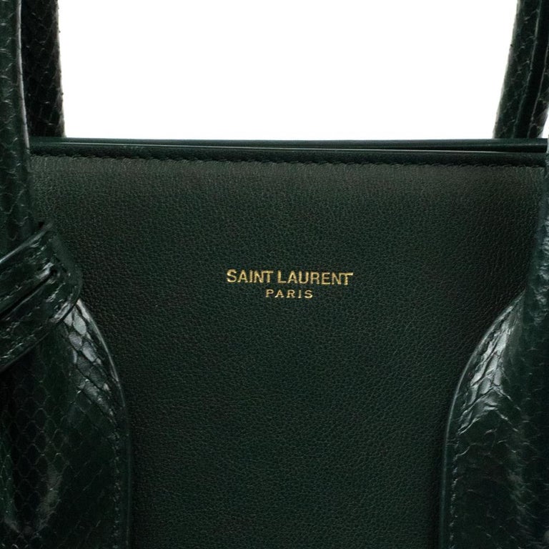 SAINT LAURENT, Sac de Jour in green leather For Sale at 1stDibs