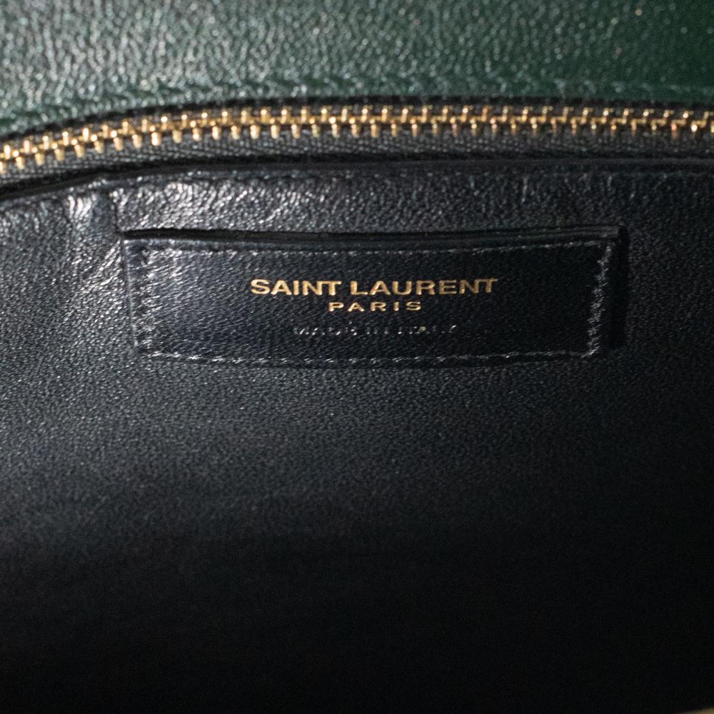 SAINT LAURENT, Sac de jour en cuir vert en vente 4