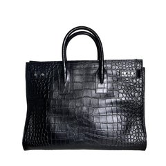 Saint Laurent Sac De Jour Large Black Crocodile-embossed Leather Handbag