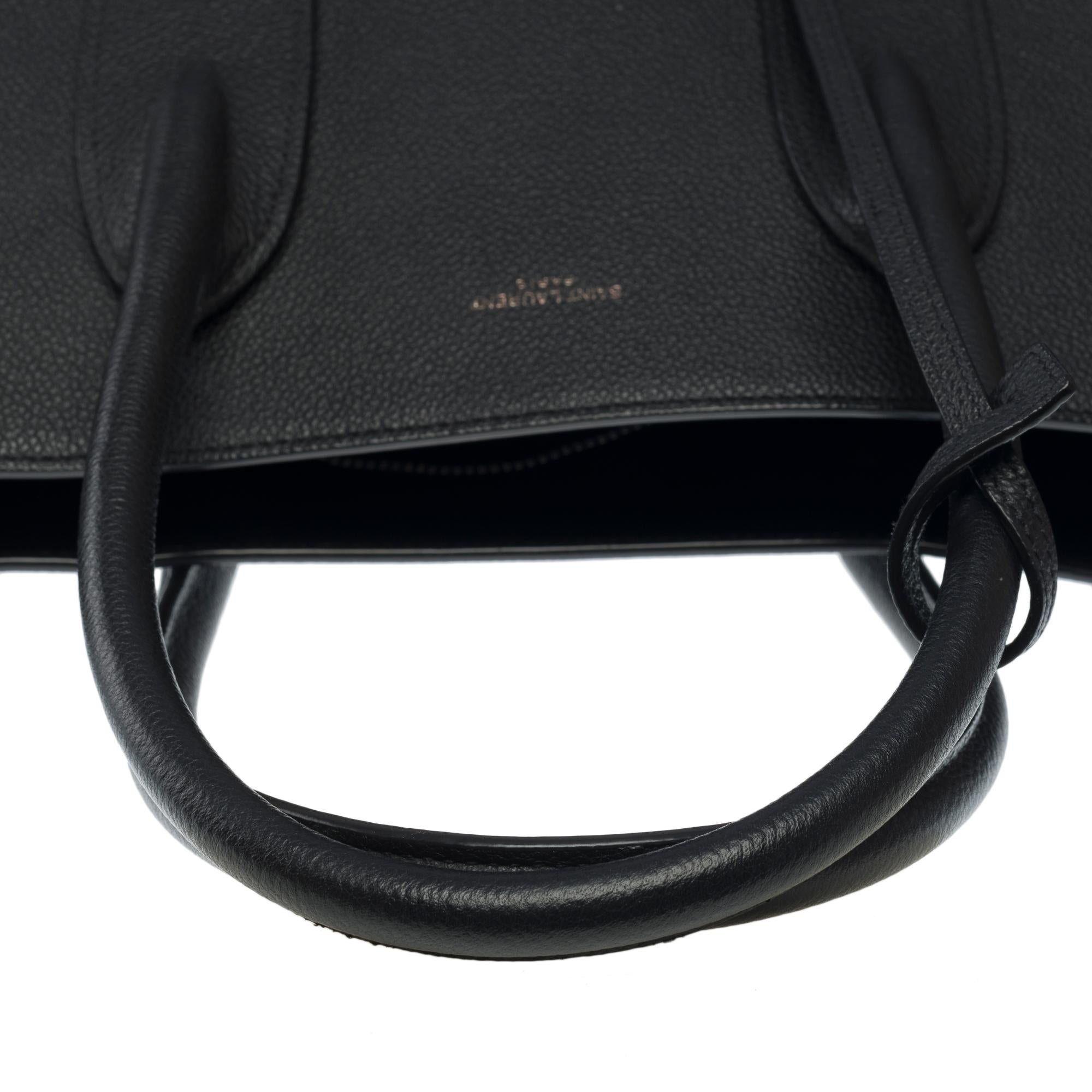 Saint Laurent Sac de Jour Large size handbag strap in black grained leather 5