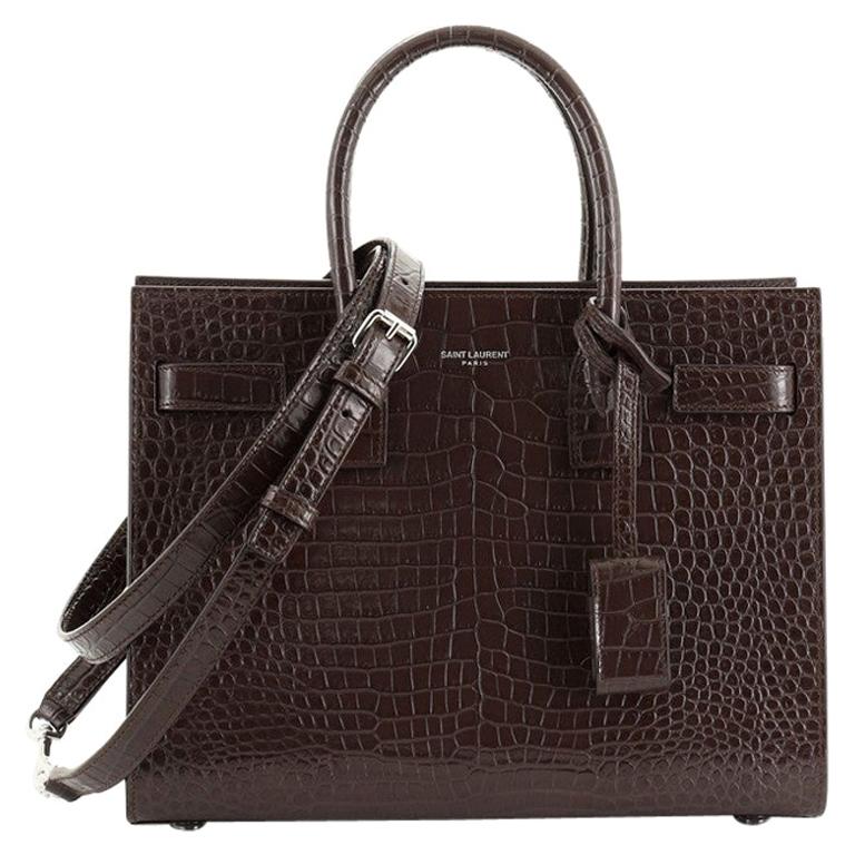 Saint Laurent Sac de Jour NM Bag Crocodile Embossed Leather Baby