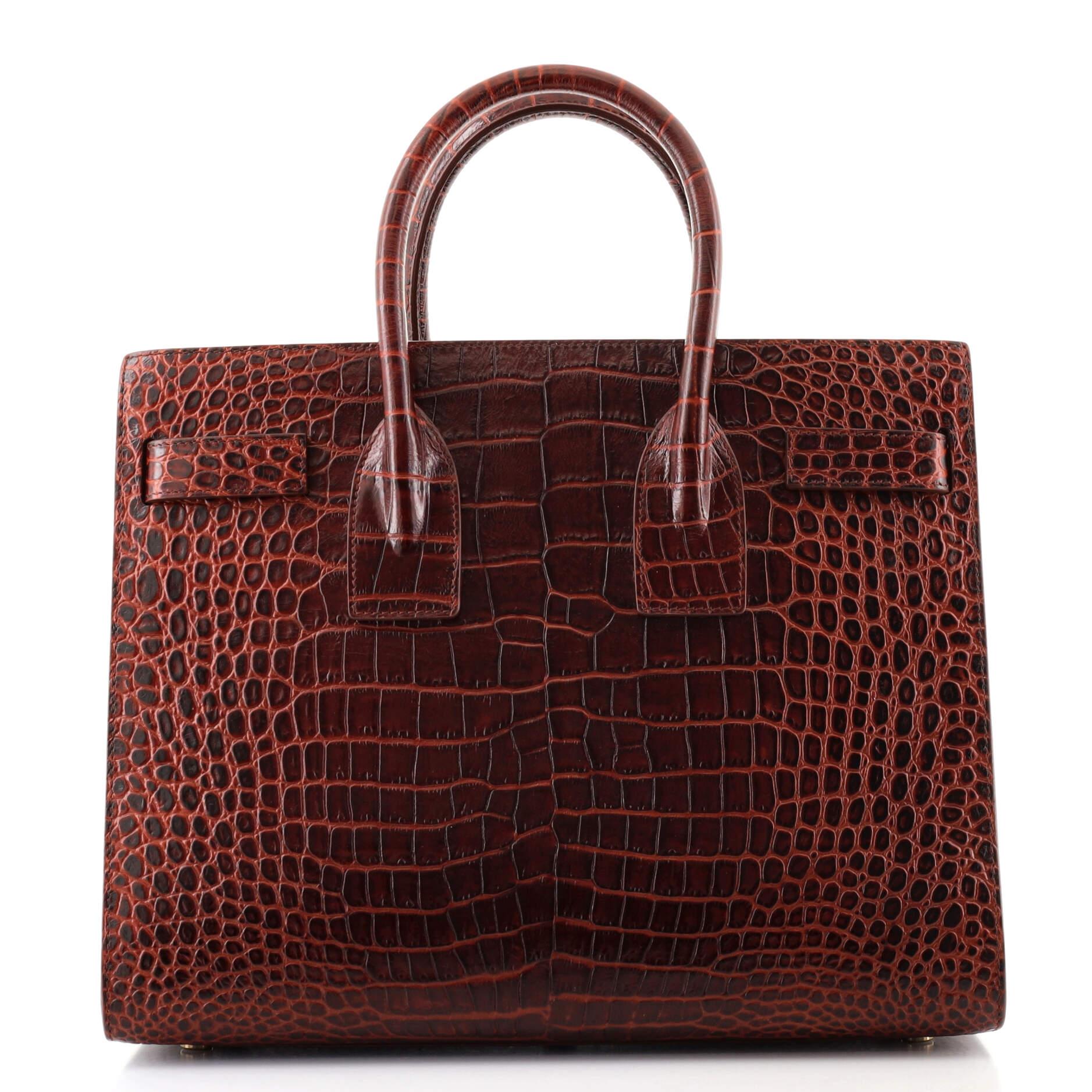 Saint Laurent Sac de Jour NM Bag Crocodile Embossed Leather Small In Good Condition In NY, NY