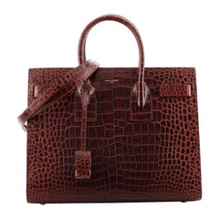 Saint Laurent Sac de Jour NM Bag Crocodile Embossed Leather Small