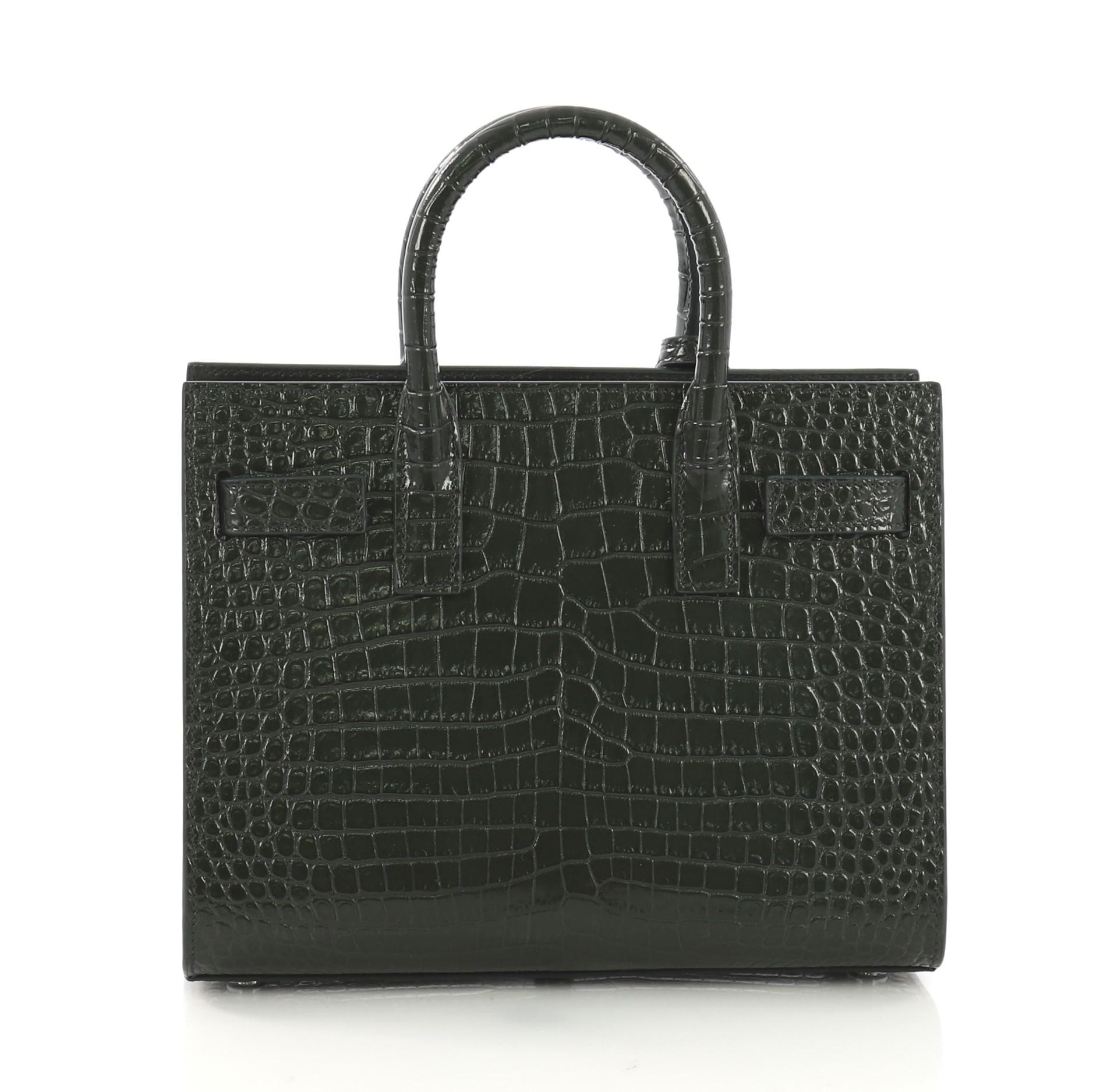 Saint Laurent Sac de Jour NM Handbag Crocodile Embossed Leather Nano In Excellent Condition In NY, NY