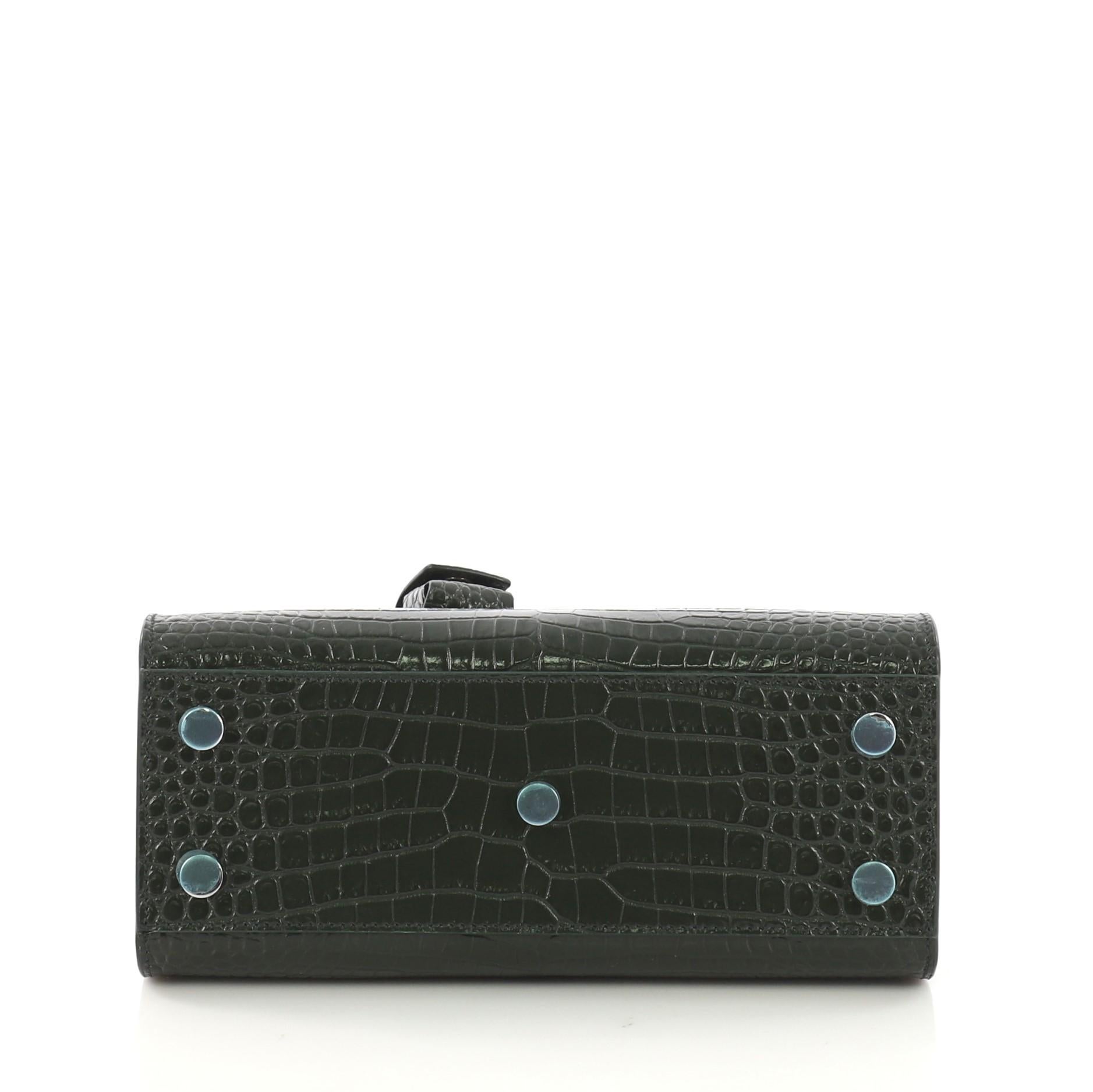 Women's Saint Laurent Sac de Jour NM Handbag Crocodile Embossed Leather Nano