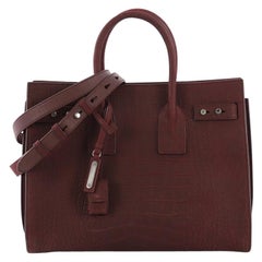 Saint Laurent Sac de Jour NM Handbag Crocodile Embossed Nubuck Small