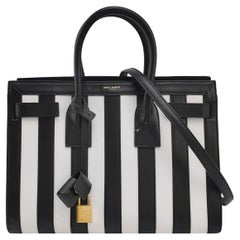 Saint Laurent Sac De Jour Small Black and White Striped Leather Handbag