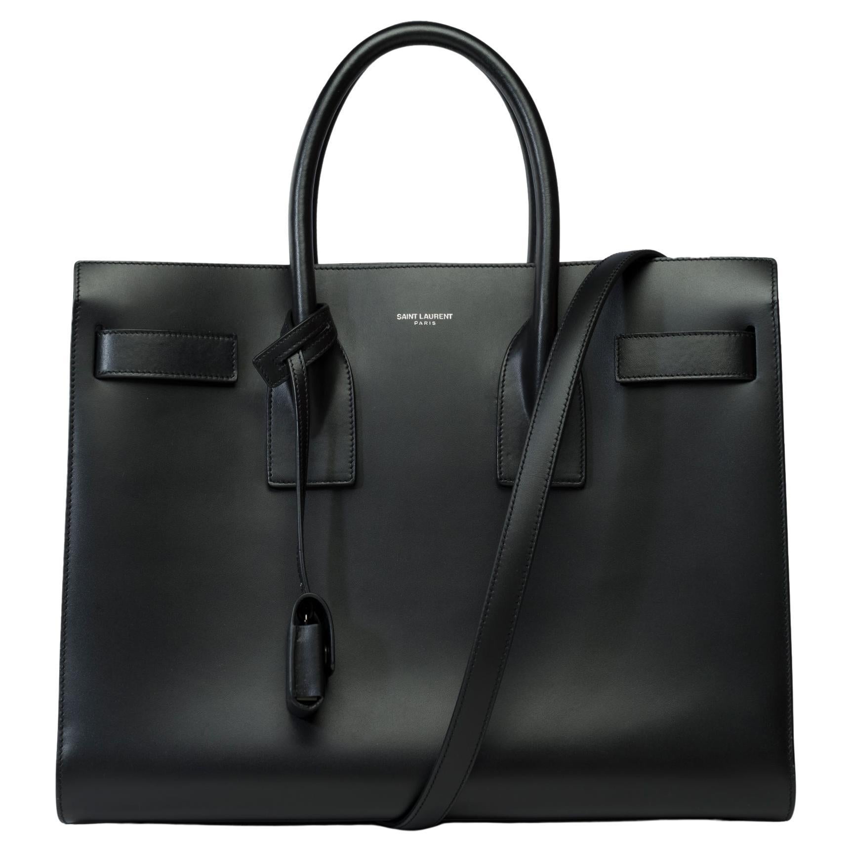 Saint Laurent Sac de Jour Small size handbag strap in black Box calf leather For Sale