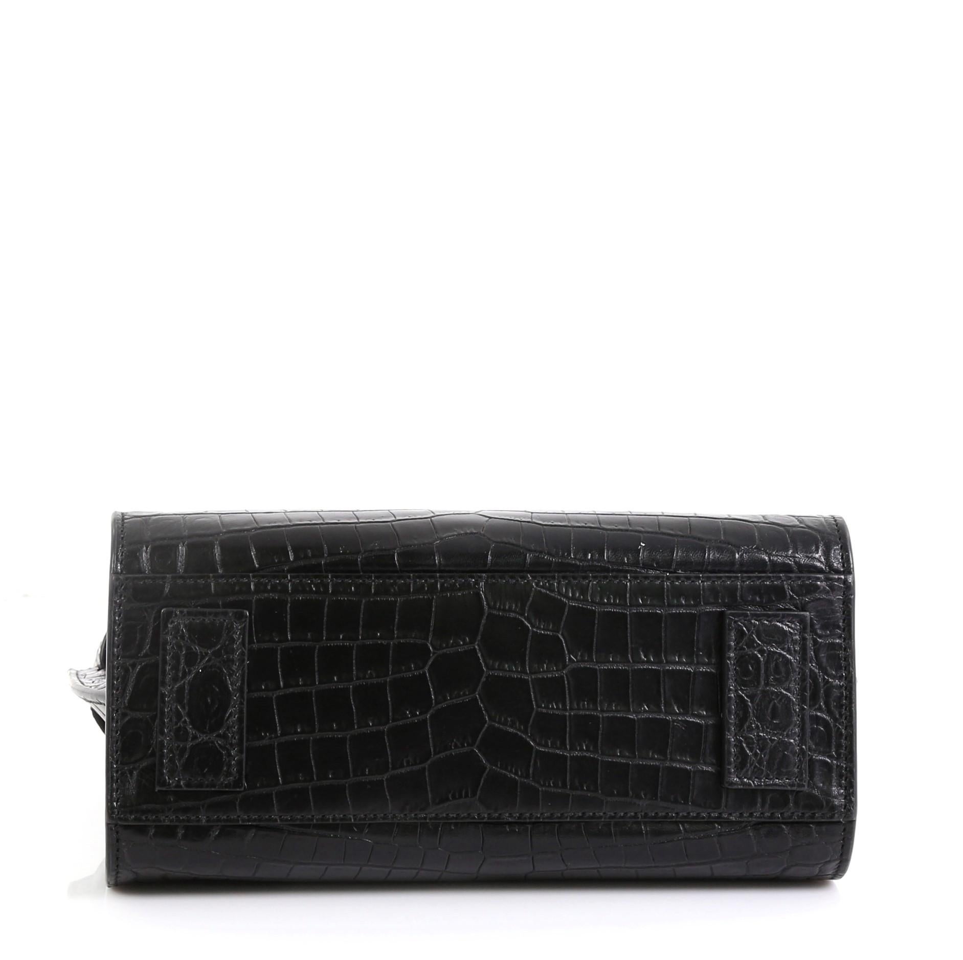 Black Saint Laurent Sac de Jour Souple Bag Crocodile Embossed Leather Nano