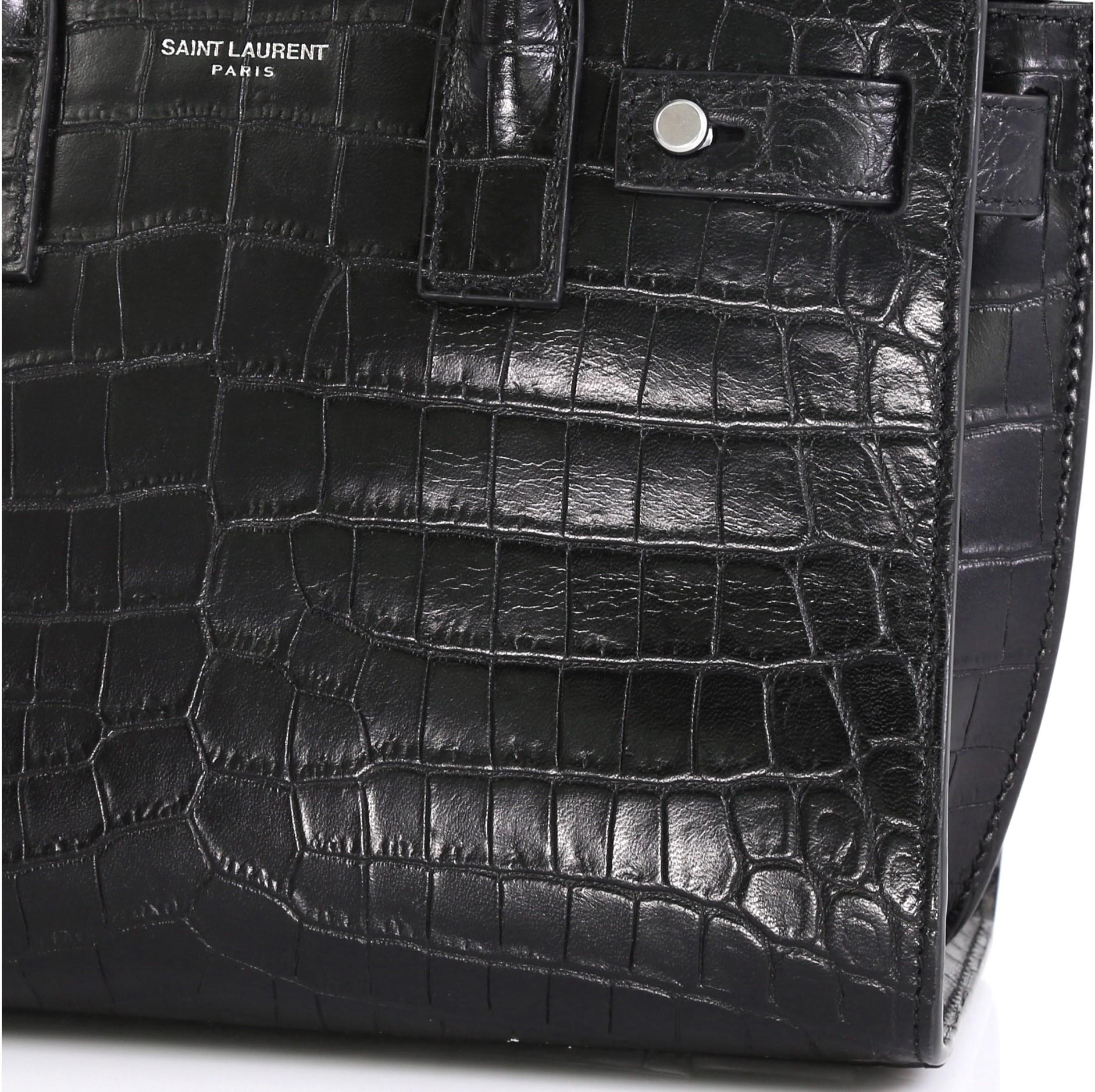Saint Laurent Sac de Jour Souple Bag Crocodile Embossed Leather Nano In Good Condition In NY, NY