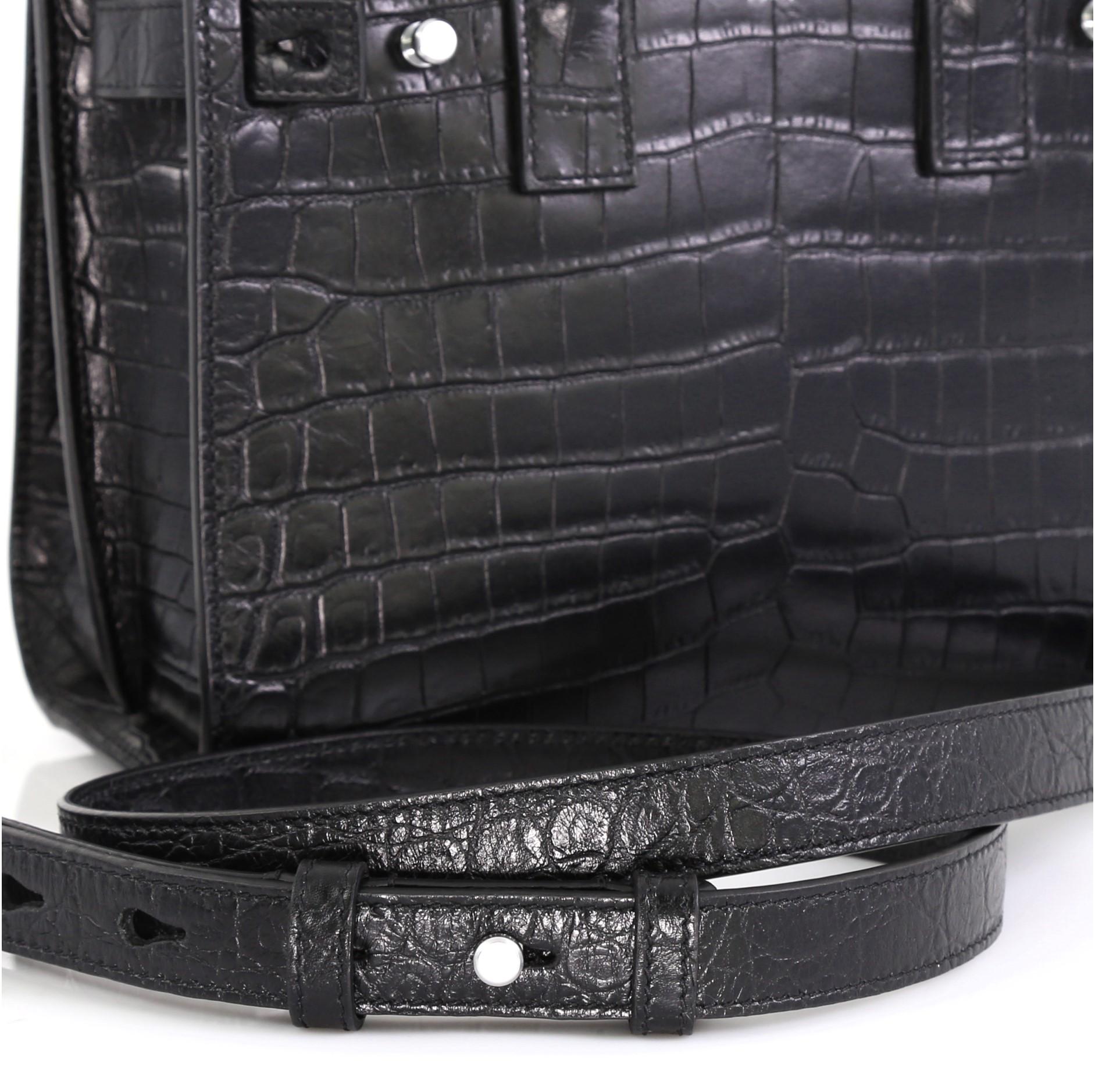 Women's Saint Laurent Sac de Jour Souple Bag Crocodile Embossed Leather Nano