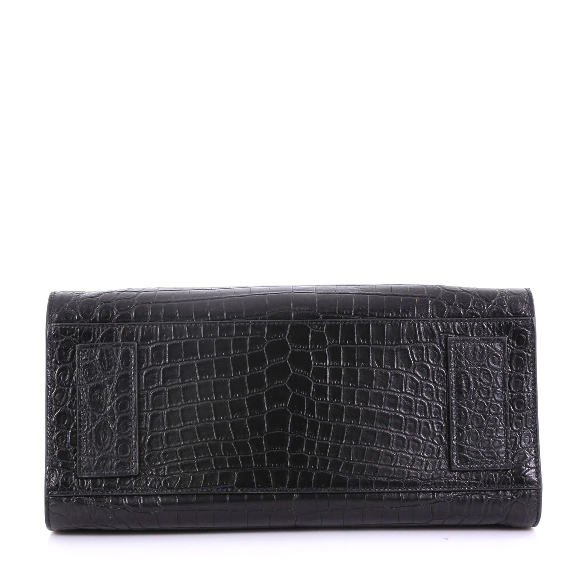 Saint Laurent Sac de Jour Souple Bag Crocodile Embossed Leather Small In Good Condition In NY, NY
