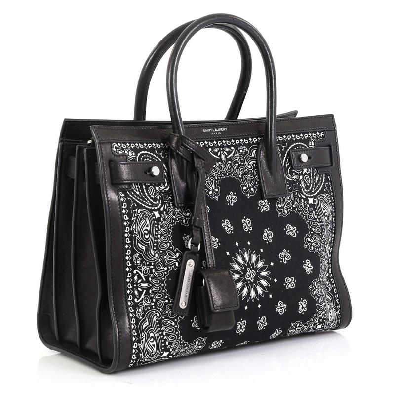 Black Saint Laurent Sac De Jour Souple Bag Printed Canvas With Leather Baby 