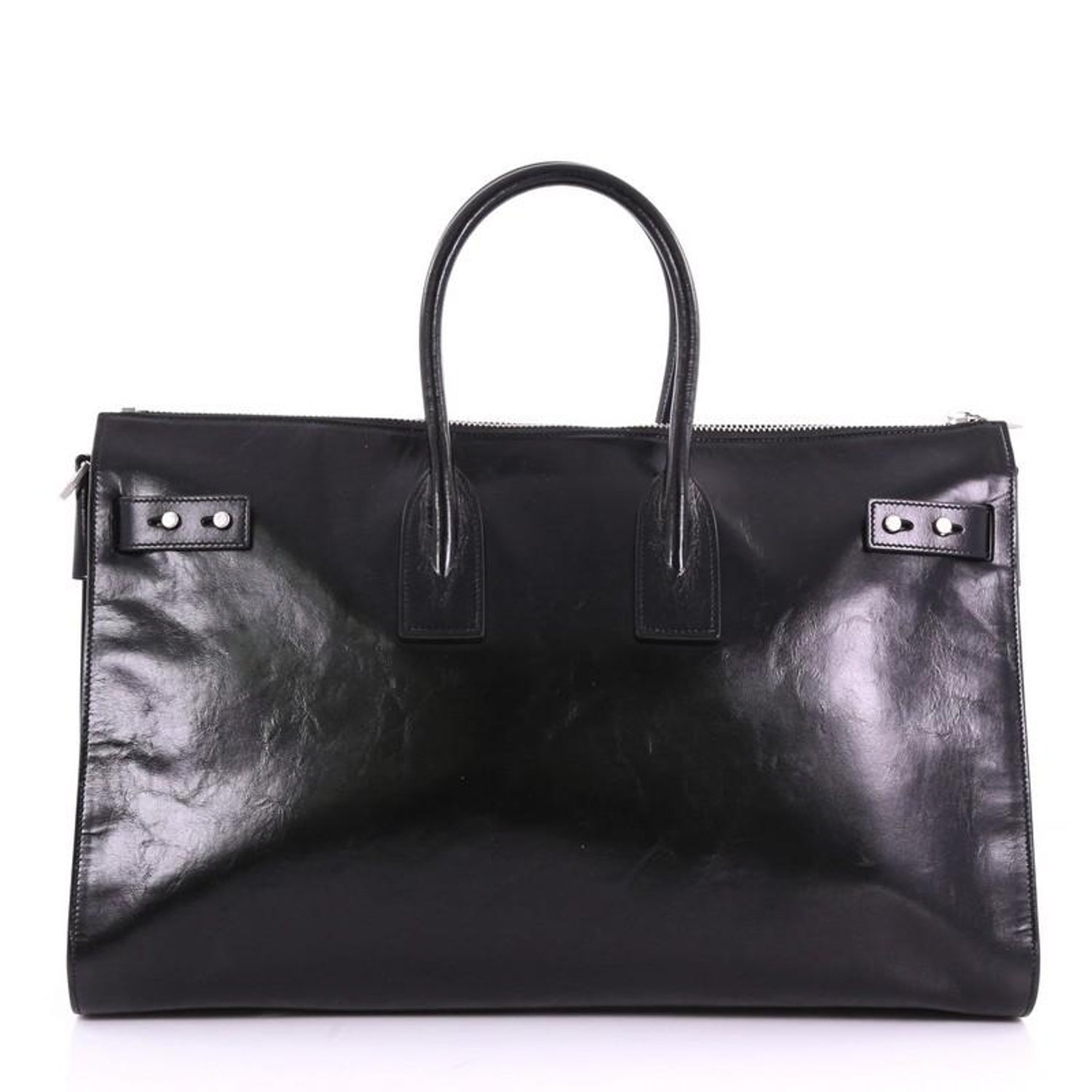 Saint Laurent Sac de Jour Souple Duffle Bag Cracked Shiny Leather 36H at  1stDibs | shiny duffle bag