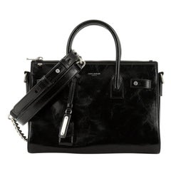 Saint Laurent Sac de Jour Souple Zip Tote Cracked Shiny Leather Baby