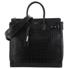 Saint Laurent Sac de Jour Souple Zip Tote Crocodile Embossed Leather North South