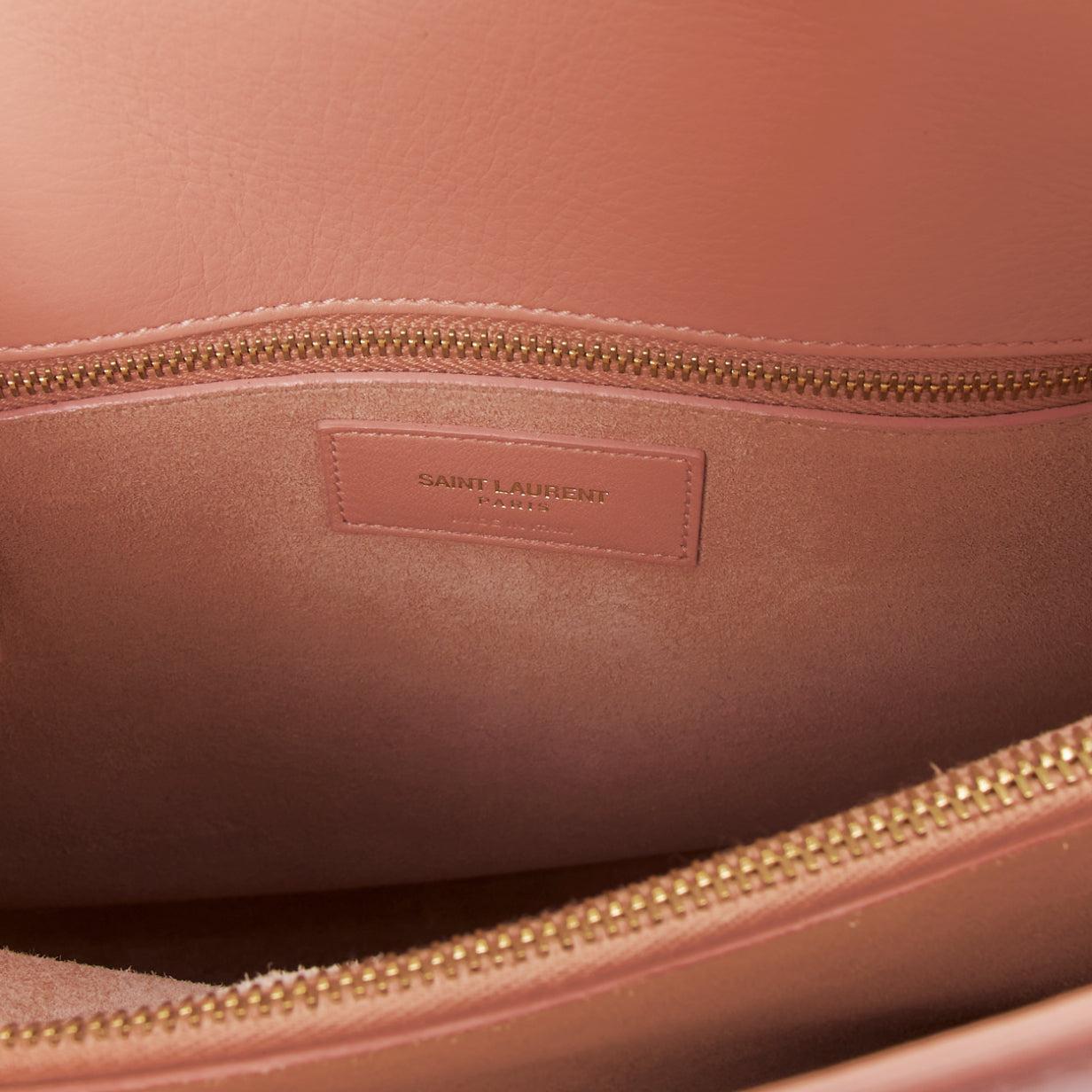 SAINT LAURENT Sac Du Jour pale pink calfskin gold logo executive tote bag 6