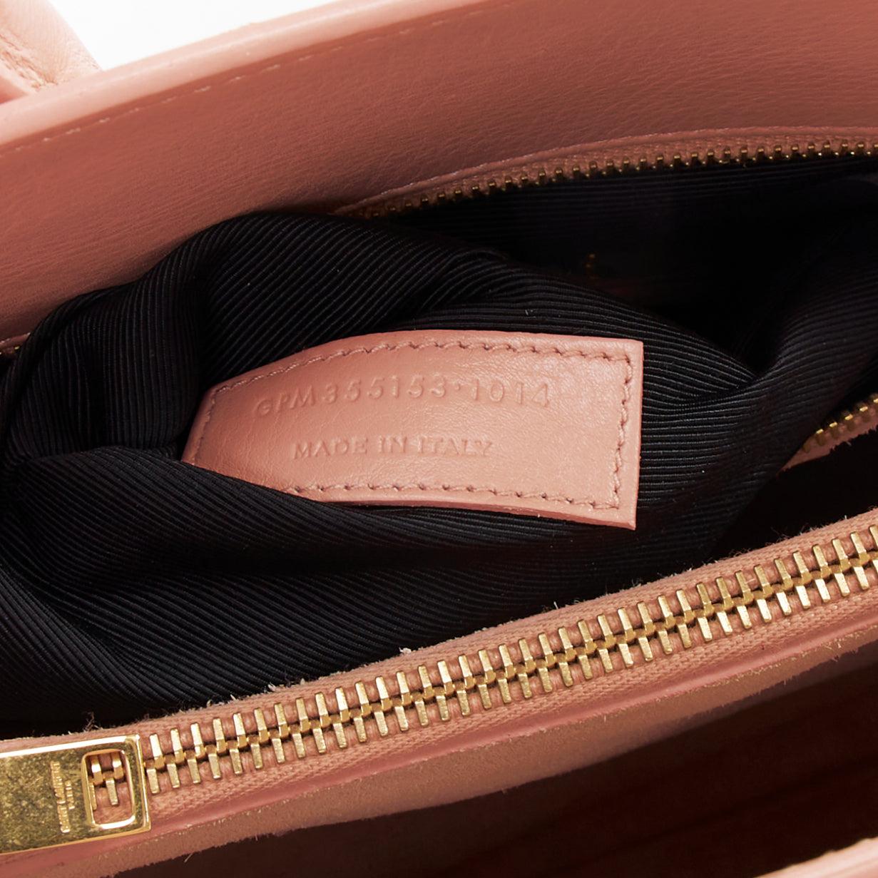SAINT LAURENT Sac Du Jour pale pink calfskin gold logo executive tote bag 7