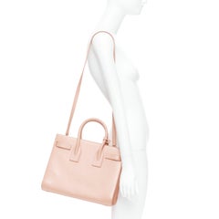 SAINT LAURENT Sac Du Jour pale pink calfskin gold logo executive tote bag