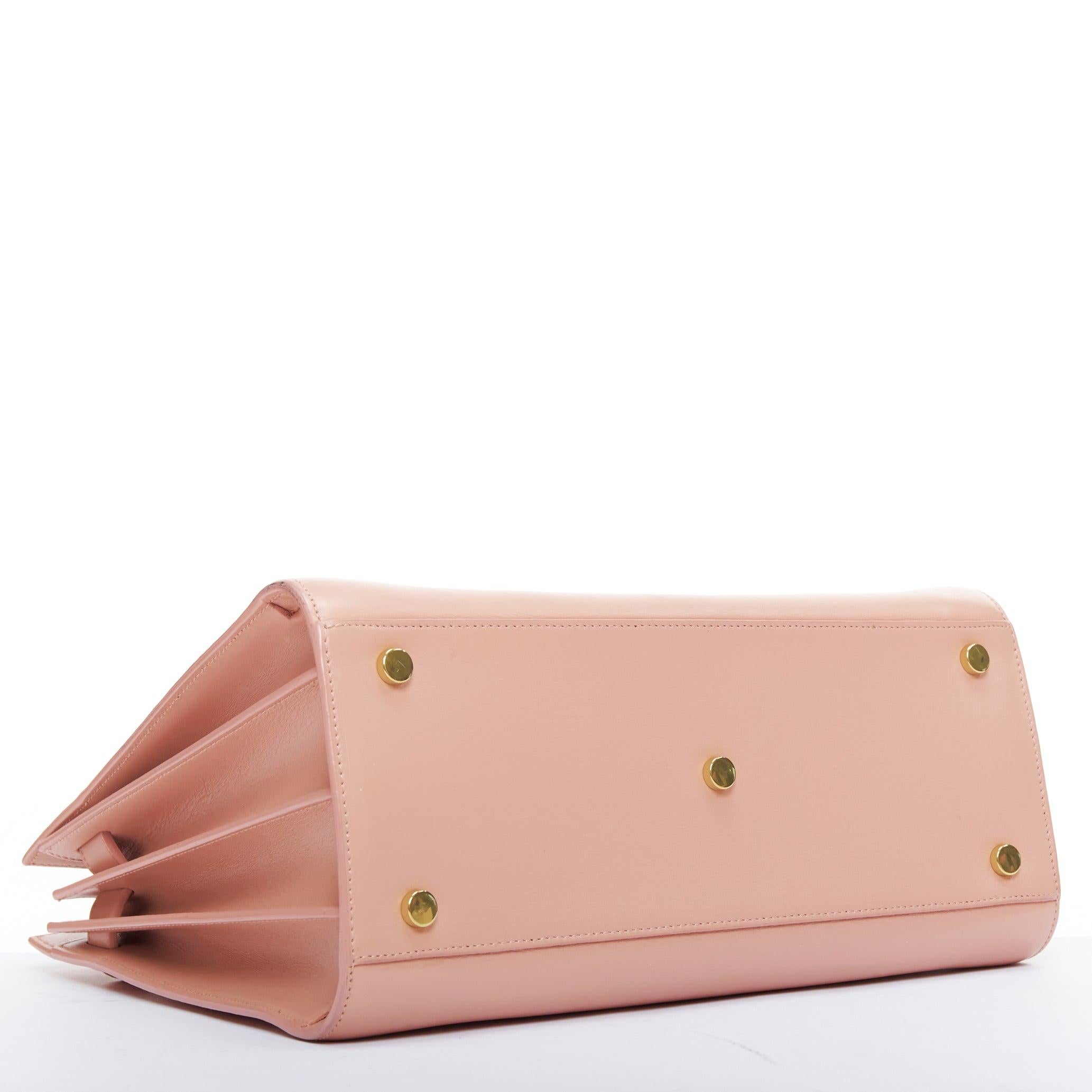 SAINT LAURENT Sac Du Jour pale pink calfskin gold logo executive tote bag 2