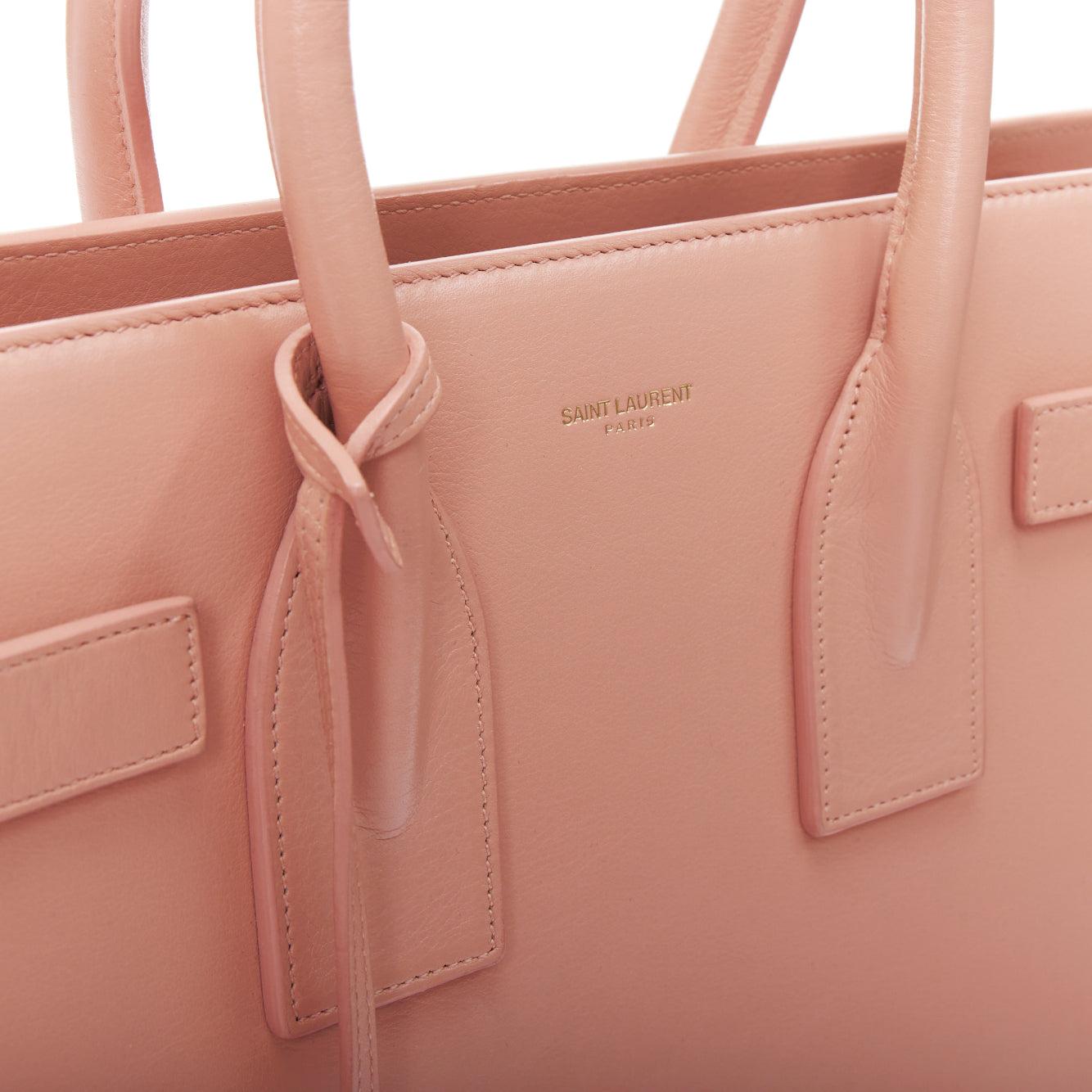 SAINT LAURENT Sac Du Jour pale pink calfskin gold logo executive tote bag 3