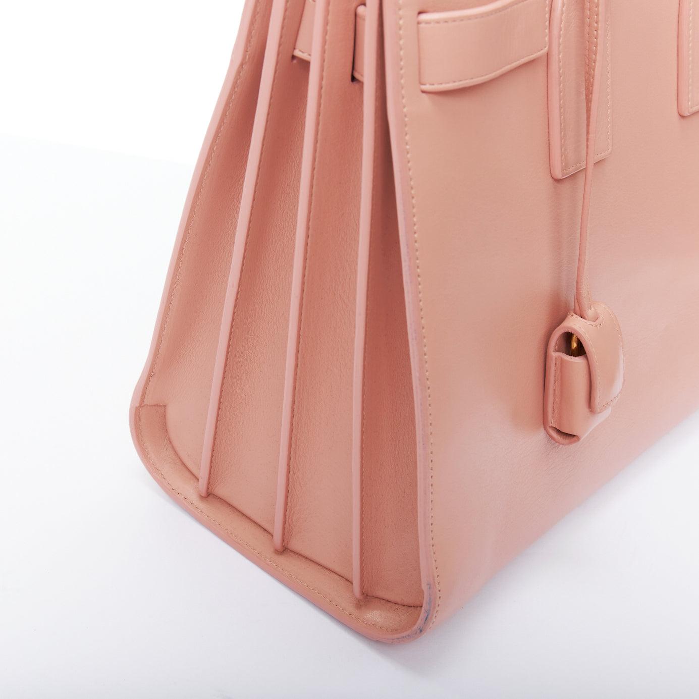 SAINT LAURENT Sac Du Jour pale pink calfskin gold logo executive tote bag 4