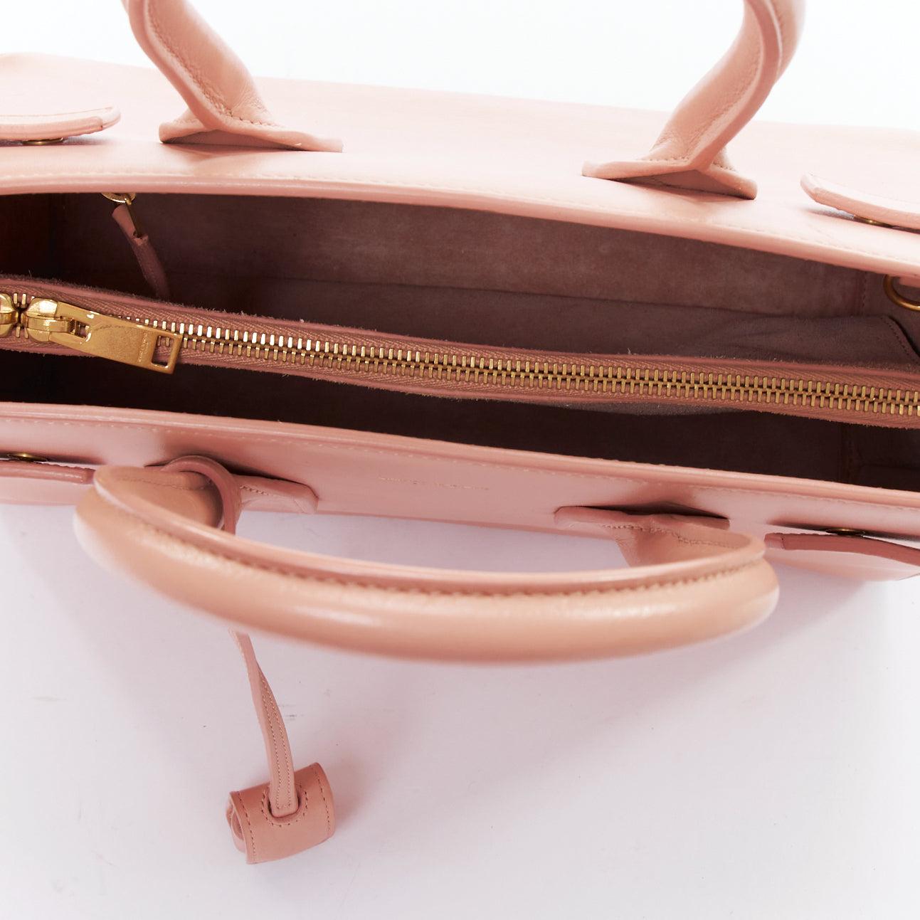 SAINT LAURENT Sac Du Jour pale pink calfskin gold logo executive tote bag 5
