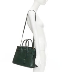 SAINT LAURENT Sac Du Jour Small forest green smooth leather top handle satchel
