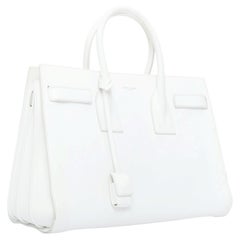 SAINT LAURENT Sac du Jour Small white grained leather executive tote bag