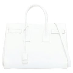 SAINT LAURENT Sac du Jour Small white grained leather executive tote bag