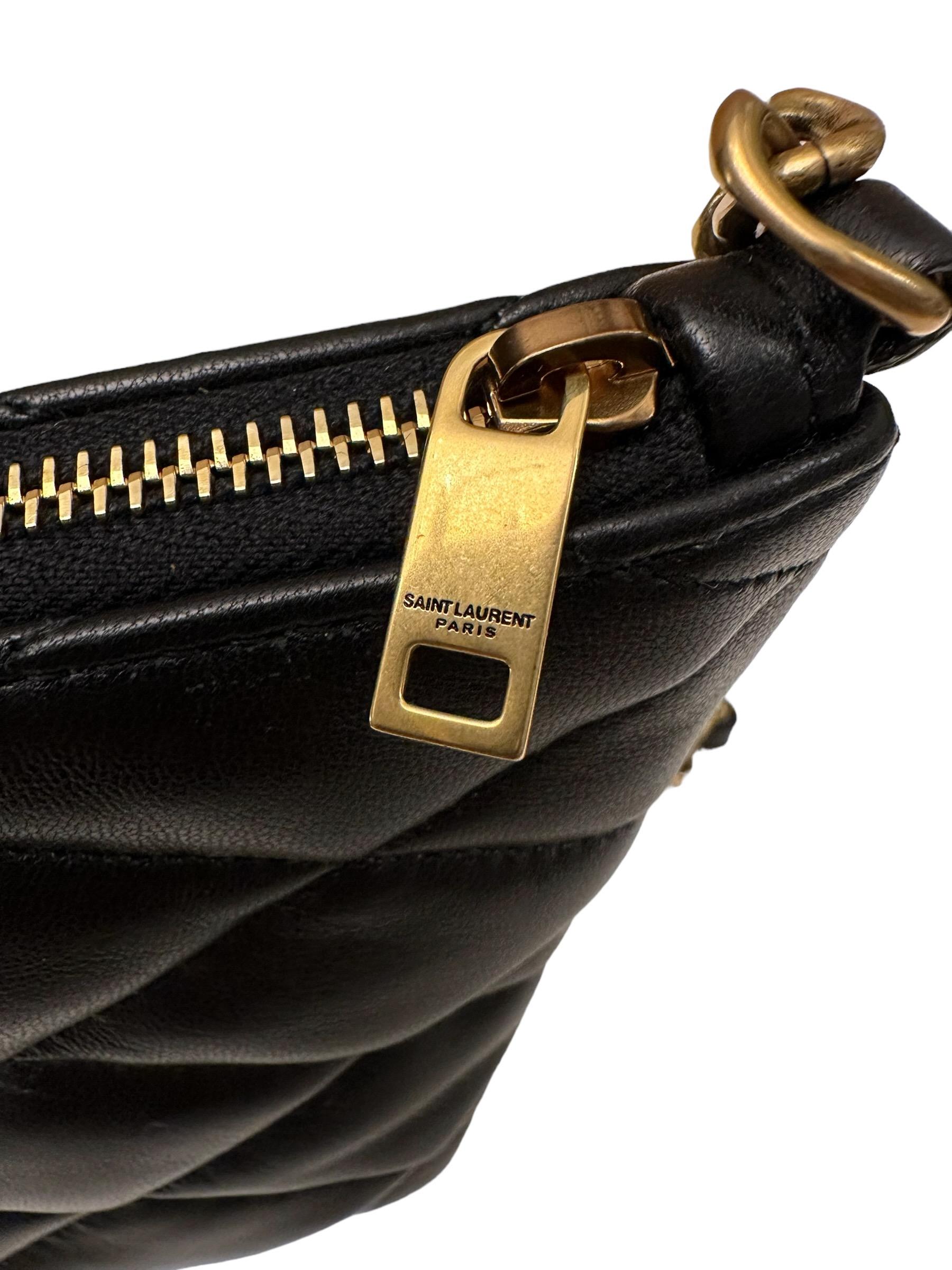 Saint Laurent Sade Mini Black Quilted Leather Shoulder Bag In Excellent Condition In Geneva, CH