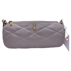 SAINT LAURENT Sade Mini Tube White Leather Gold Chain Shoulder Bag