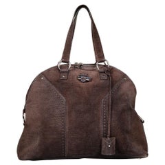 Saint Laurent Saint Laurent rive gauche Borsa Muse marrone in pelle scamosciata con lucertola in rilievo