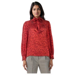 Saint Laurent Saint Laurent Rive Gauche Rot Floral Hals Krawatte Bluse Größe S