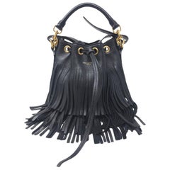 SAINT LAURENT:  Saint Laurent Small Fringe Bucket Bag - Black