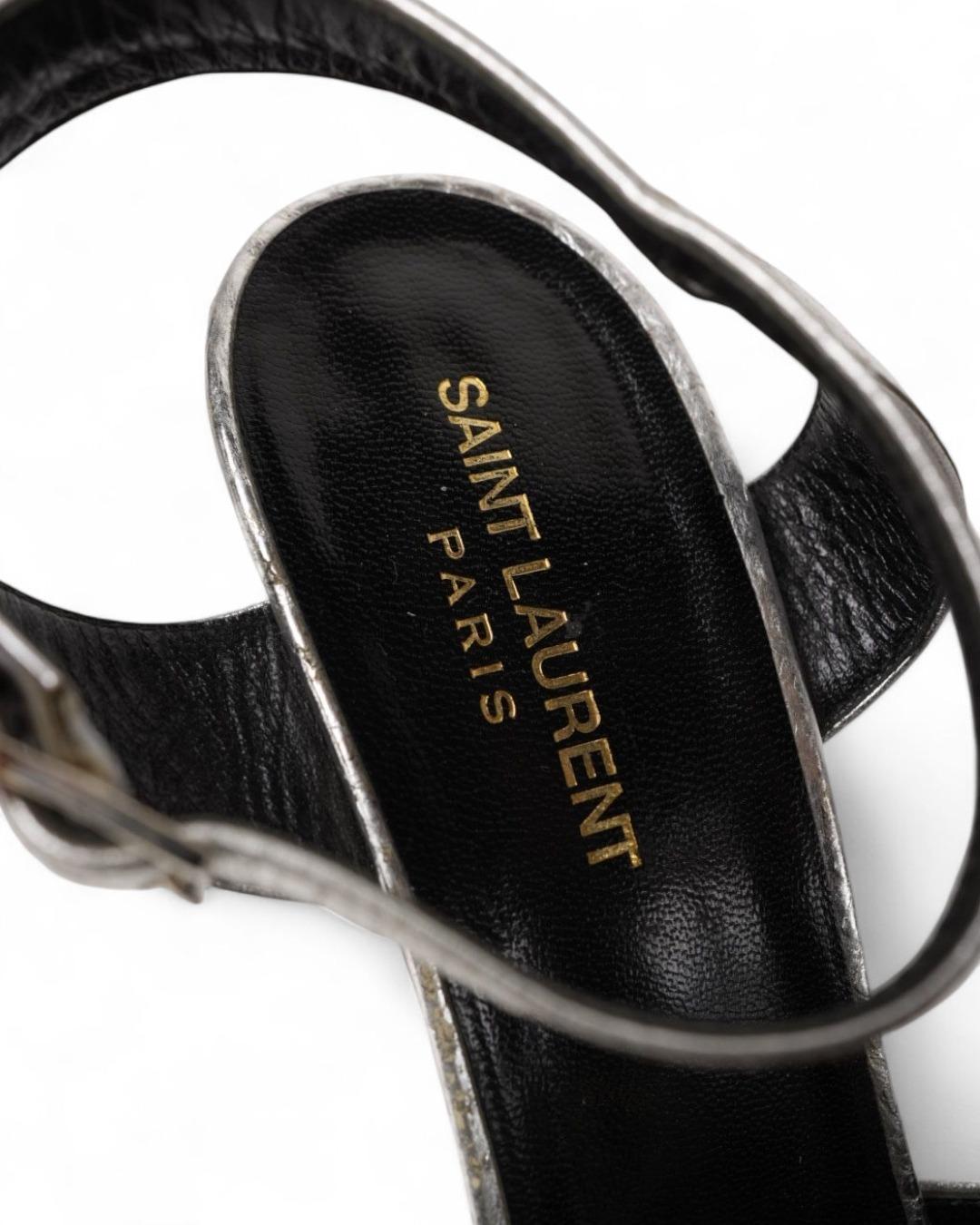 Saint Laurent Silver Python Sandal For Sale 4