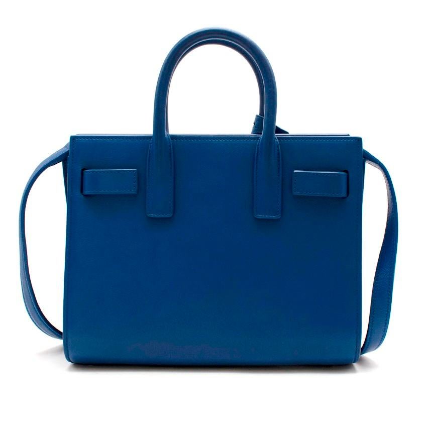 Saint Laurent Sapphire Blue Leather Sac de Jour Nano Bag In Excellent Condition For Sale In London, GB
