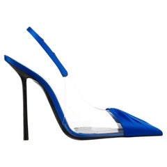 Saint Laurent Chica 115 talons à bride en satin bleu EU 41