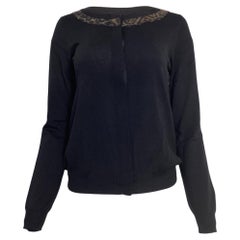 Saint Laurent Secured Button Cardigan in Black Wool